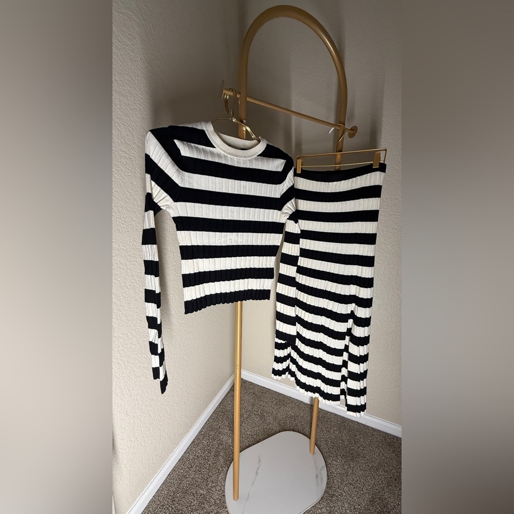a new day Black and White Striped Knit Top